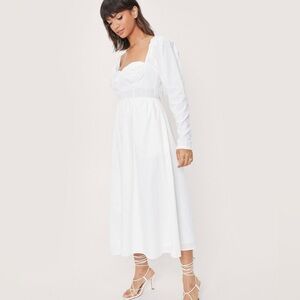 NWT Nasty Gal White Ruched Bust Tie Back Midi Dress | Size 2